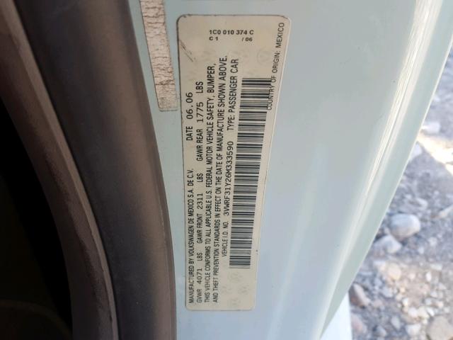 3VWRF31Y26M333590 - 2006 VOLKSWAGEN NEW BEETLE 蓝色 照片 10