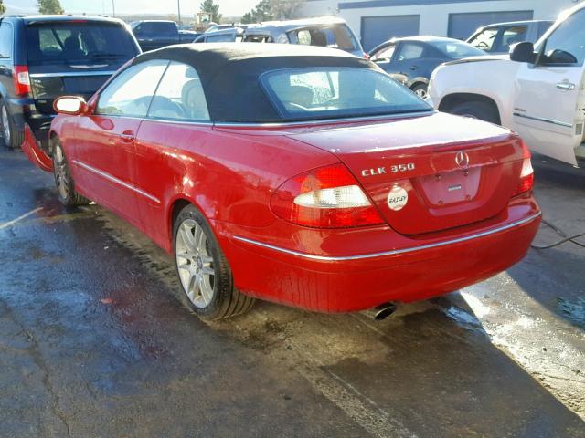 WDBTK56F89F259456 - 2009 MERCEDES-BENZ CLK 350 RED photo 3