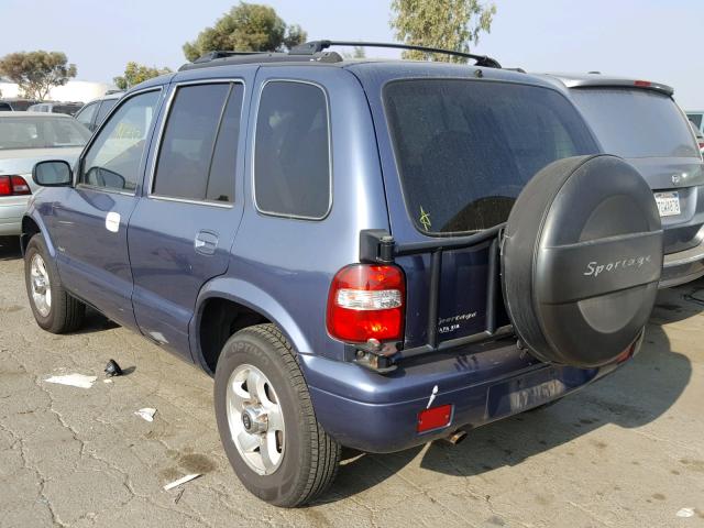 KNDJA723825149148 - 2002 KIA SPORTAGE BLUE photo 3