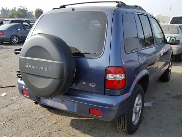 KNDJA723825149148 - 2002 KIA SPORTAGE BLUE photo 4