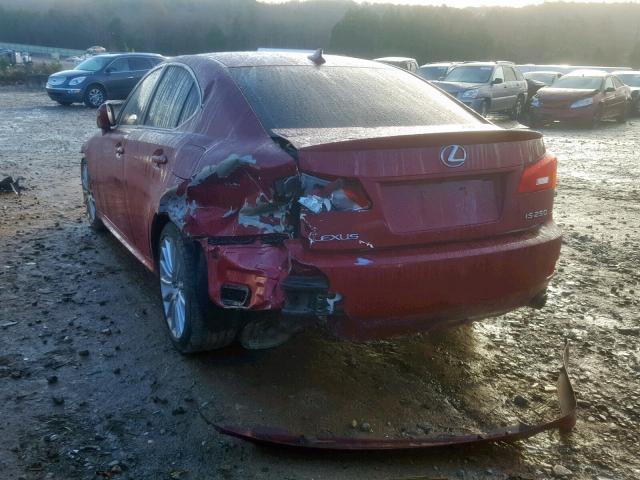 JTHBK262575047673 - 2007 LEXUS IS 250 MAROON photo 3