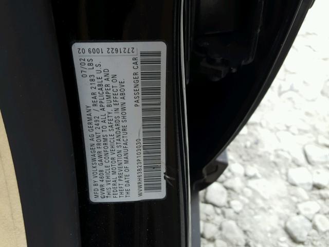 WVWRH63B23P103030 - 2003 VOLKSWAGEN PASSAT GLX 黑色 照片 10