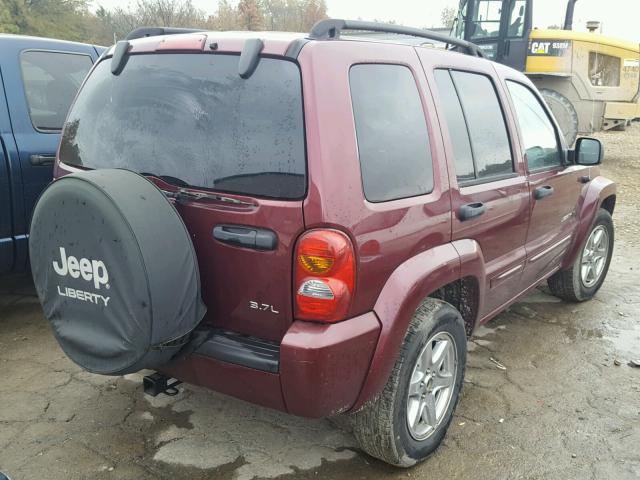 1J4GK58K63W614820 - 2003 JEEP LIBERTY LI BURGUNDY photo 4