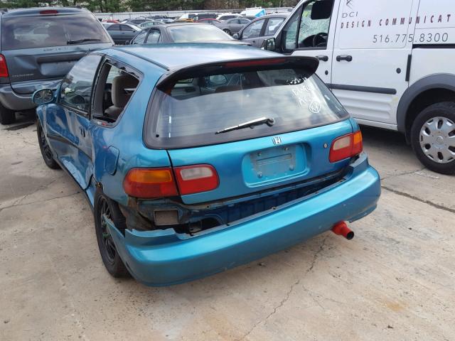 2HGEH2455NH561198 - 1992 HONDA CIVIC DX TEAL photo 3