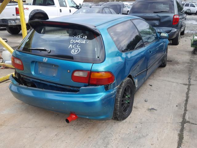 2HGEH2455NH561198 - 1992 HONDA CIVIC DX TEAL photo 4