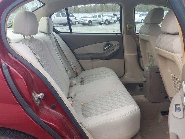 1G1ZT54885F247937 - 2005 CHEVROLET MALIBU LS Қызыл фото 6