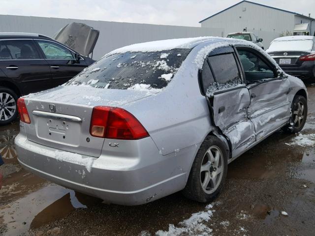 1HGES16571L052834 - 2001 HONDA CIVIC LX SILVER photo 4