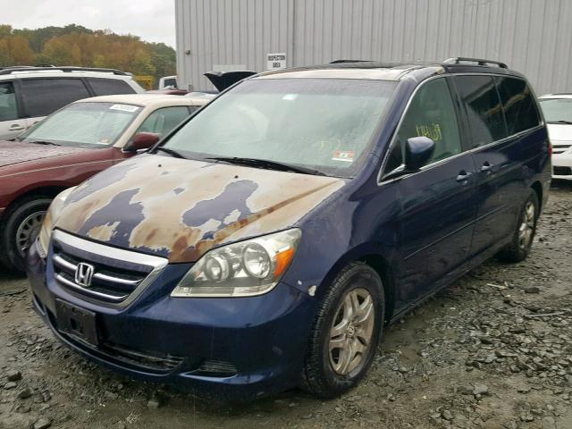 5FNRL38776B100124 - 2006 HONDA ODYSSEY EX BLUE photo 2