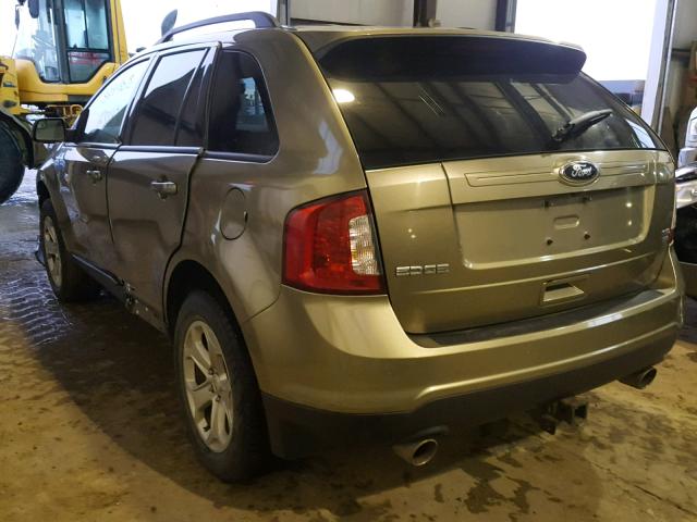 2FMDK4JC2DBA27289 - 2013 FORD EDGE SEL GREEN photo 3