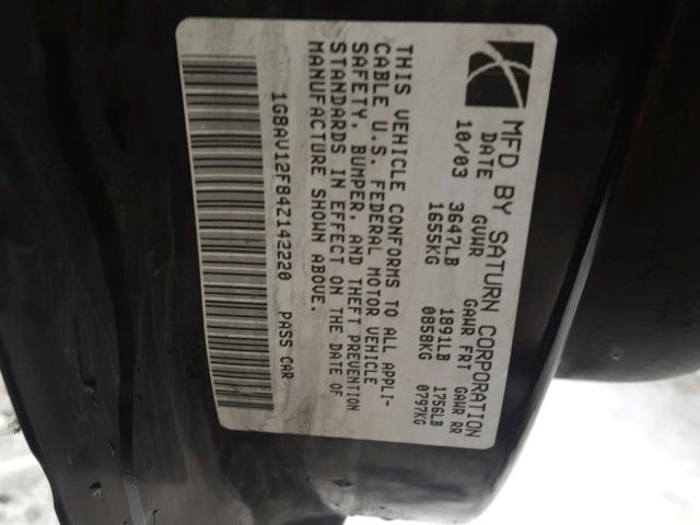1G8AV12F84Z142220 - 2004 SATURN ION LEVEL RED photo 10