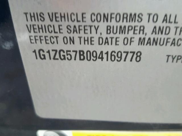 1G1ZG57B094169778 - 2009 CHEVROLET MALIBU LS ლურჯი ფოტო 10