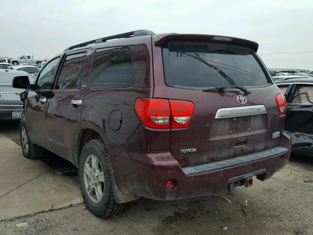 5TDBY68A18S006254 - 2008 TOYOTA SEQUOIA LI BURGUNDY photo 3