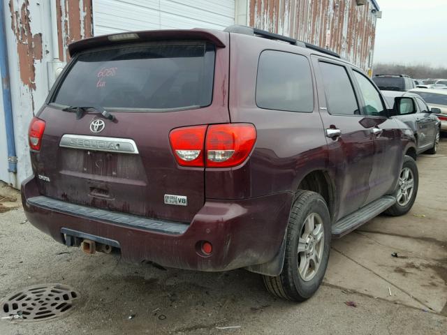 5TDBY68A18S006254 - 2008 TOYOTA SEQUOIA LI BURGUNDY photo 4