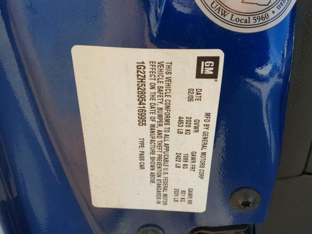 1G2ZH528954169955 - 2005 PONTIAC G6 GT BLUE photo 10