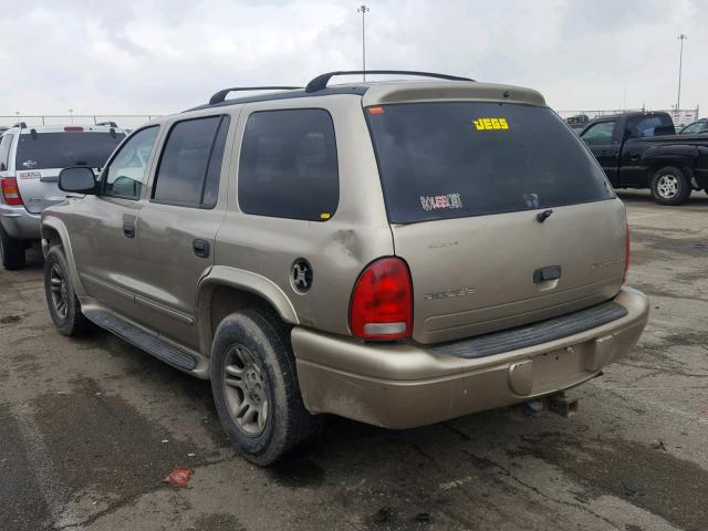 1D4HS58N03F530306 - 2003 DODGE DURANGO SL TAN photo 3