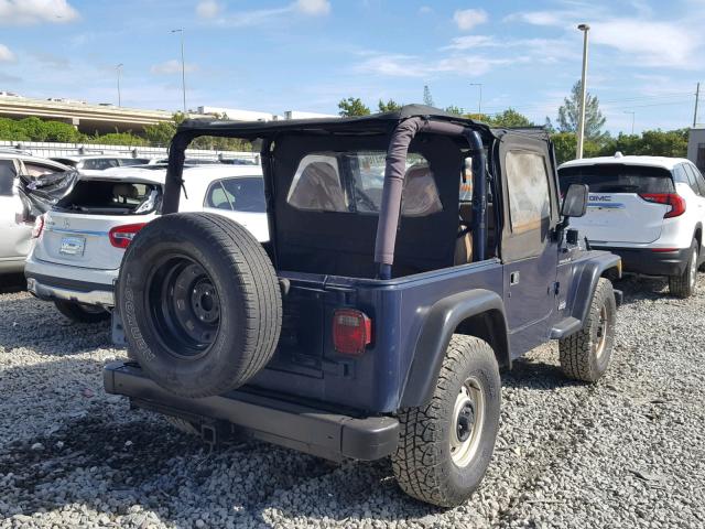 1J4FA29P7YP774326 - 2000 JEEP WRANGLER / BLUE photo 4