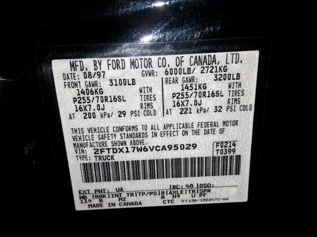 2FTDX17W6VCA95029 - 1997 FORD F150 BLACK photo 10