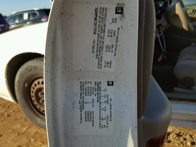 1G4HP54K124170768 - 2002 BUICK LESABRE CU WHITE photo 10