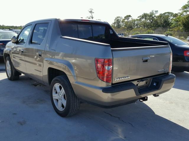 5FPYK165X9B102577 - 2009 HONDA RIDGELINE TAN photo 3