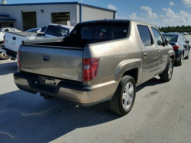 5FPYK165X9B102577 - 2009 HONDA RIDGELINE TAN photo 4