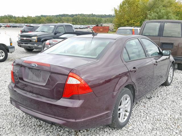 3FAHP0GA5CR301547 - 2012 FORD FUSION S MAROON photo 4