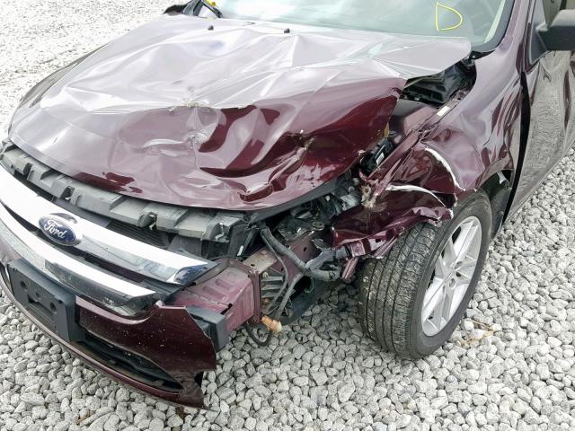 3FAHP0GA5CR301547 - 2012 FORD FUSION S MAROON photo 9