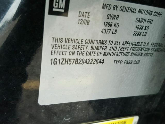 1G1ZH57B294223644 - 2009 CHEVROLET MALIBU 1LT 黑色 照片 10