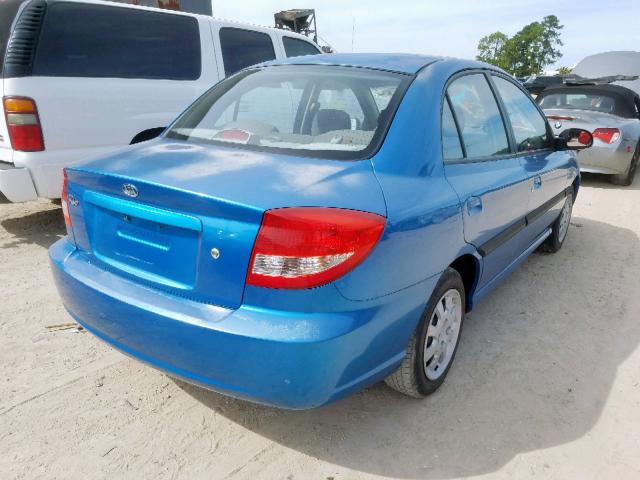 KNADC125046302931 - 2004 KIA RIO BLUE photo 4