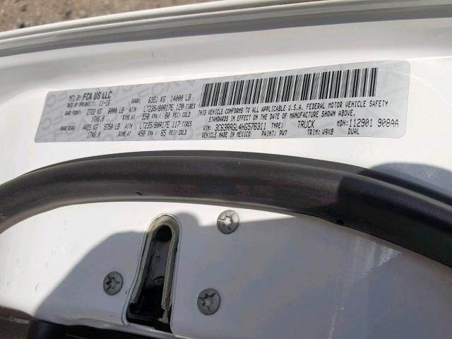 3C63RRGL4HG576311 - 2017 RAM 3500 ST WHITE photo 10