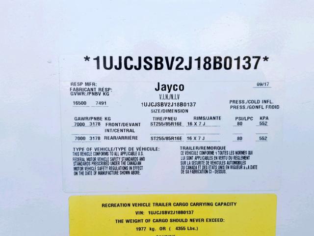 1UJCJSBV2J18B0137 - 2018 JAYC TALON ZX WHITE photo 10