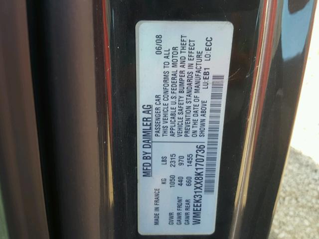 WMEEK31XX8K170736 - 2008 SMART FORTWO PAS 蓝色 照片 10