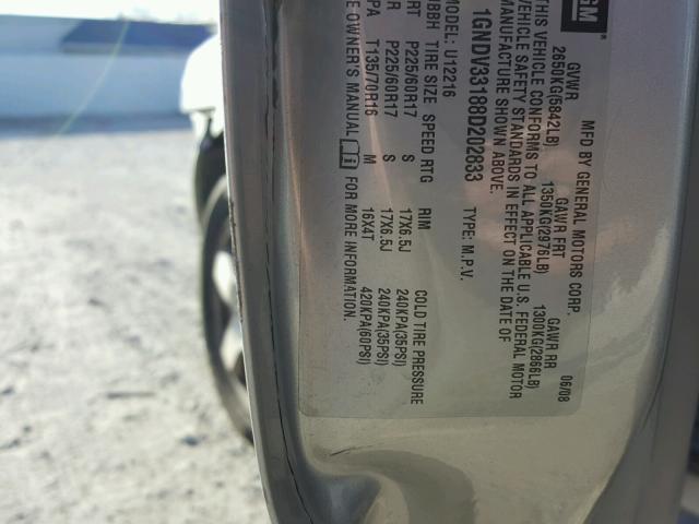 1GNDV33188D202833 - 2008 CHEVROLET UPLANDER L Gümüş foto 10