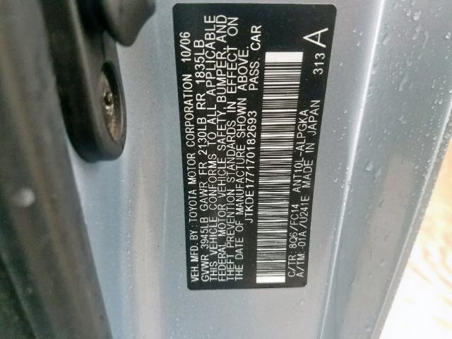 JTKDE177170182693 - 2007 TOYOTA SCION TC ლურჯი ფოტო 10