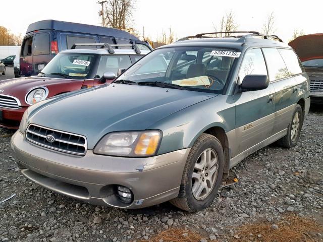 4S3BH6651Y7601959 - 2000 SUBARU LEGACY OUT GREEN photo 2