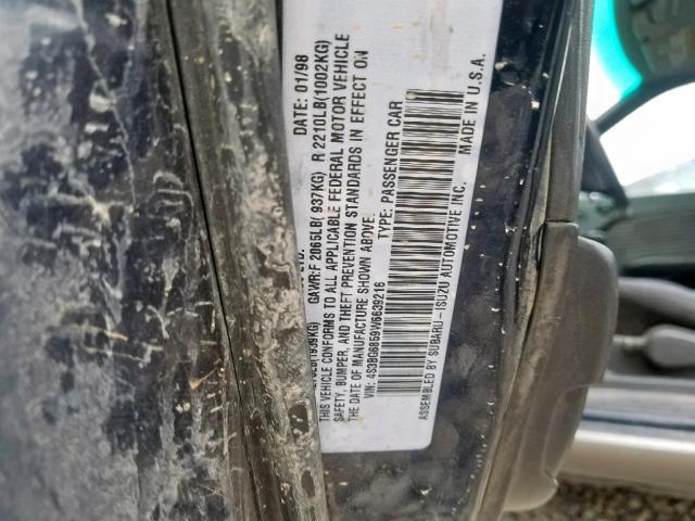 4S3BG6859W6639216 - 1998 SUBARU LEGACY 30T BLUE photo 10