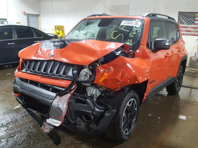 ZACCJBCB7HPE54917 - 2017 JEEP RENEGADE T ORANGE photo 2