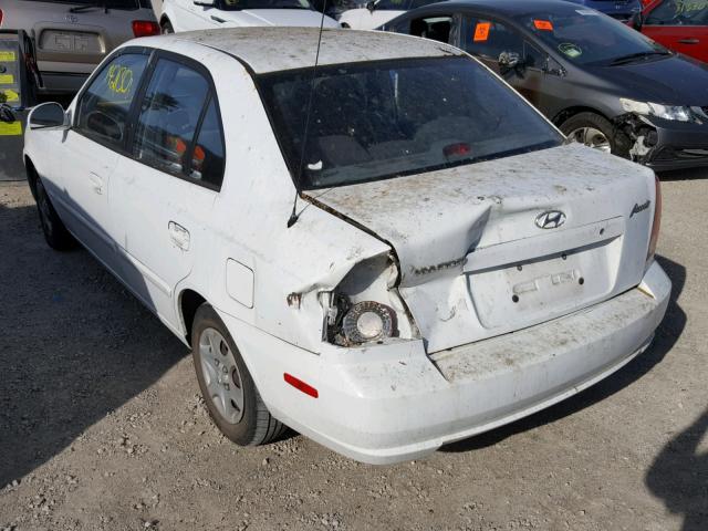 KMHCG45C14U508720 - 2004 HYUNDAI ACCENT GL WHITE photo 3