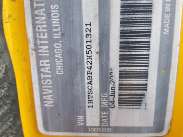 1HTSCABP42H501321 - 2002 INTERNATIONAL 4000 4700 YELLOW photo 10