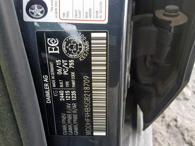 WDDHF9HB5GB218709 - 2016 MERCEDES-BENZ E 250 BLUE GRAY photo 10