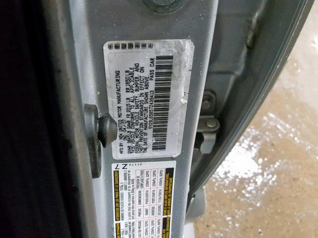 5Y2SL65857Z439413 - 2007 PONTIAC VIBE SILVER photo 10