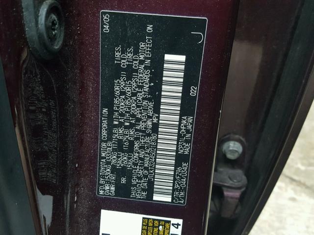 JTLKT324450218780 - 2005 TOYOTA SCION XB Бордовый фото 10