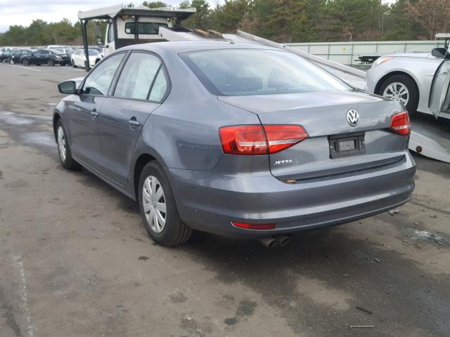 3VW2K7AJ5FM409116 - 2015 VOLKSWAGEN JETTA BASE SILVER photo 3