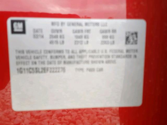 1G11C5SL2EF222276 - 2014 CHEVROLET MALIBU 1LT BURGUNDY photo 10