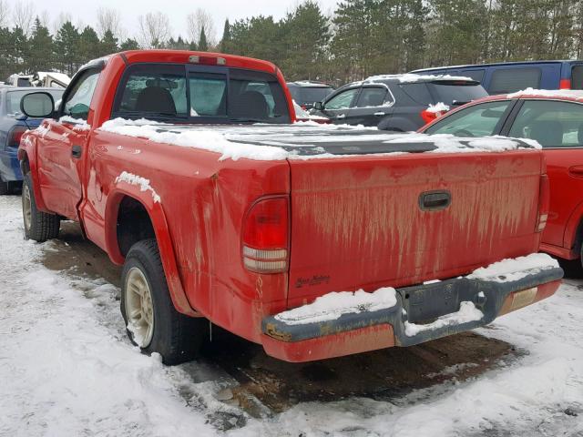 1B7GG26X3YS772471 - 2000 DODGE DAKOTA RED photo 3