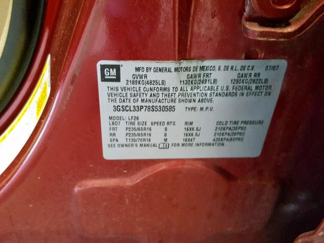 3GSCL33P78S530585 - 2008 SATURN VUE XE RED photo 10