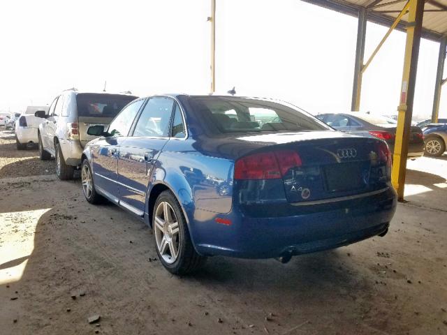 WAUAF78E98A051916 - 2008 AUDI A4 2.0T BLUE photo 3