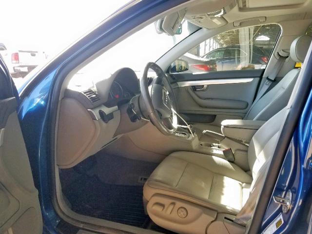 WAUAF78E98A051916 - 2008 AUDI A4 2.0T BLUE photo 5