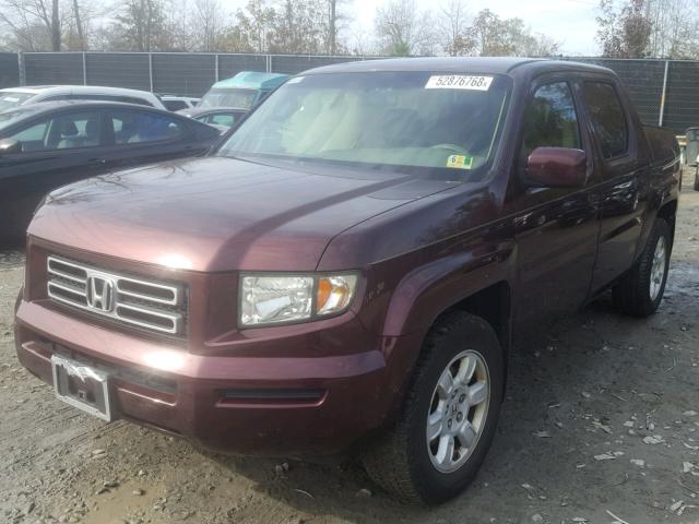 2HJYK16447H543169 - 2007 HONDA RIDGELINE BURGUNDY photo 2