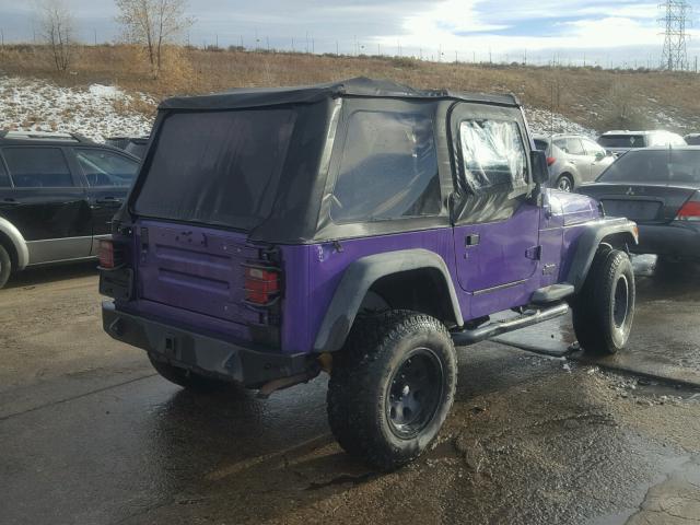 1J4FY19S2VP549575 - 1997 JEEP WRANGLER / PURPLE photo 4