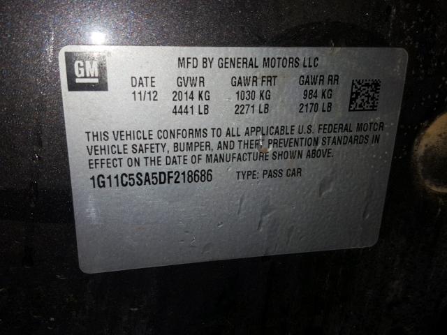 1G11C5SA5DF218686 - 2013 CHEVROLET MALIBU 1LT ნაცრისფერი ფოტო 10